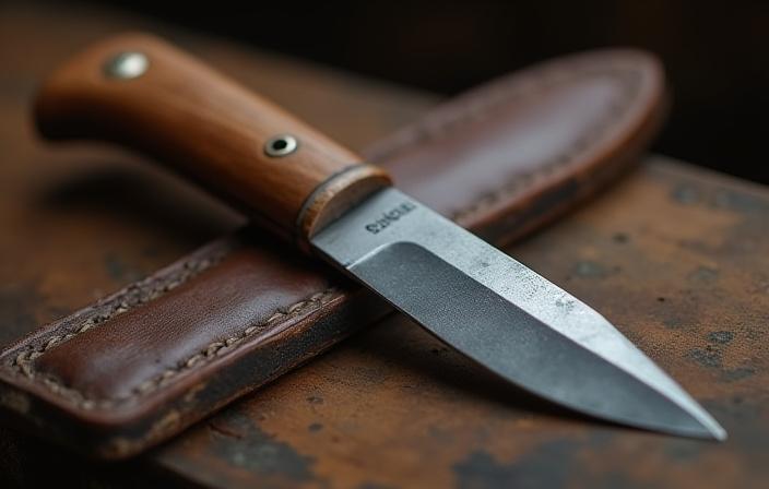 Coltello da marinaio con manico in legno e lama forgiata